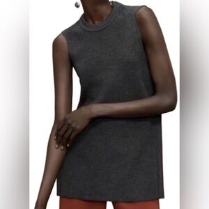 Aritzia Wilfred Palmier Charcoal Sleeveless Knit Tunic Top Size Medium